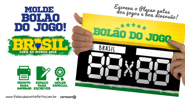 Placa Bolão Copa do Mundo Grátis para Imprimir em Casa